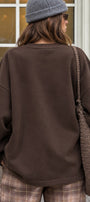 Kadın Relaxed Fit Sweatshirt Basic Kahverengi – Bisiklet Yaka, 3 İplik Şardonsuz, Düşük Omuz