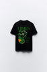 Limes Yazılı Limon Tasarım Baskılı Siyah Kadın T-shirt