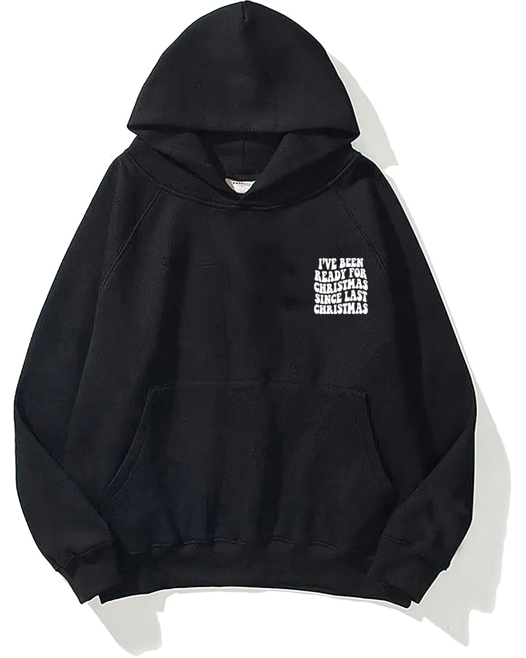 Kapüşonlu İçi Polar Christmas Yazı Baskılı Siyah Unisex Sweatshirt