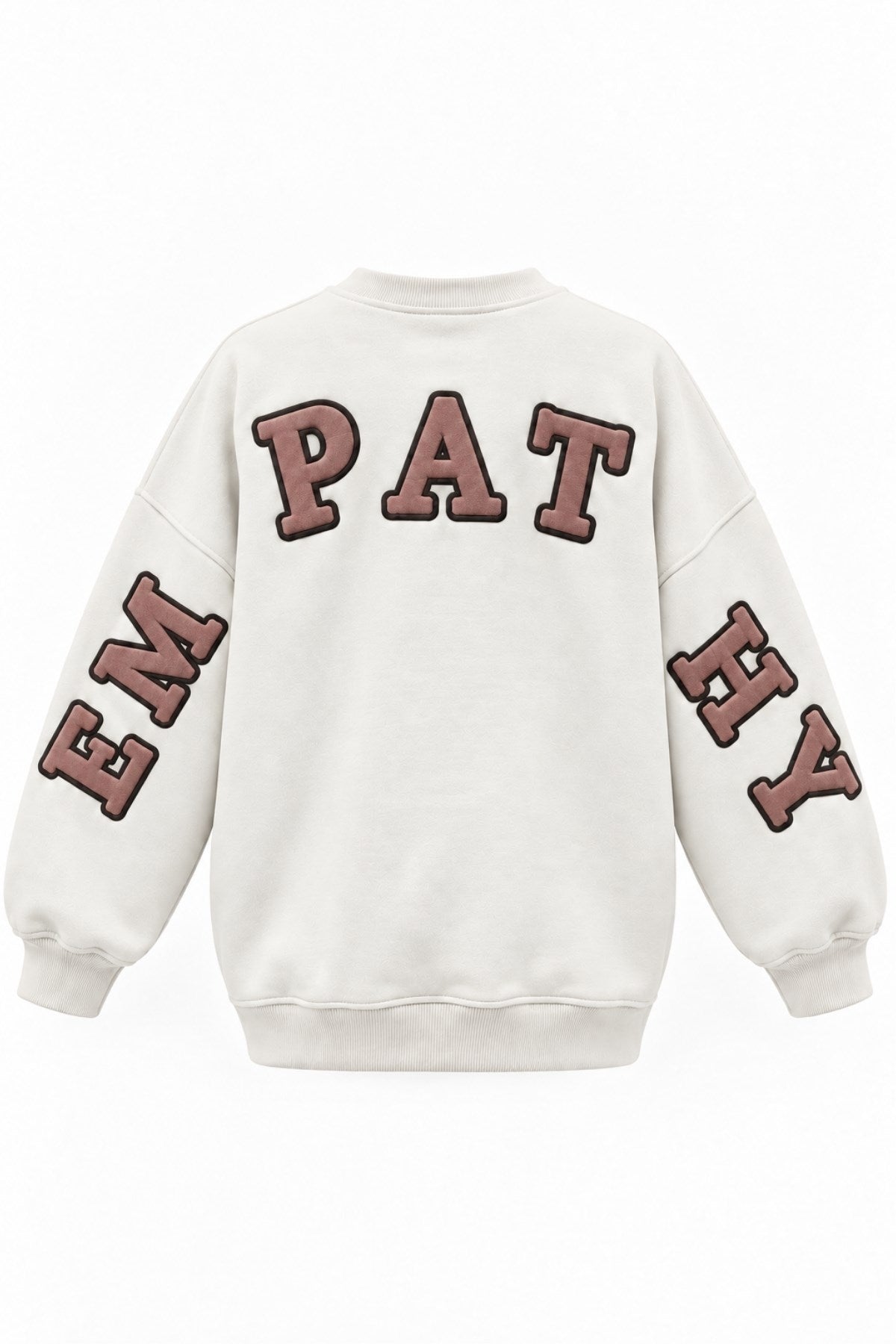 Kadın Oversize Sweatshirt Empathy 3D Baskılı Beyaz – Bisiklet Yaka, 3 İplik Şardonlu Polar