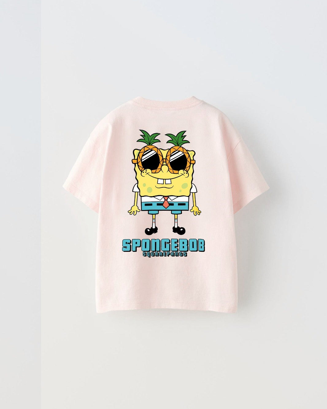 Spongebob Baskılı Pembe Çocuk T-shırt 