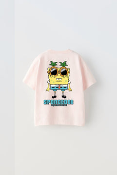 Spongebob Baskılı Pembe Çocuk T-shırt