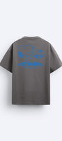Bisiklet Yaka Peanuts Records Baskılı Oversize Füme Erkek T-shirt