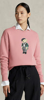 Kadın Oversize Sweatshirt Parisian Bear Baskılı Pembe – Bisiklet Yaka, 3 İplik Şardonlu 