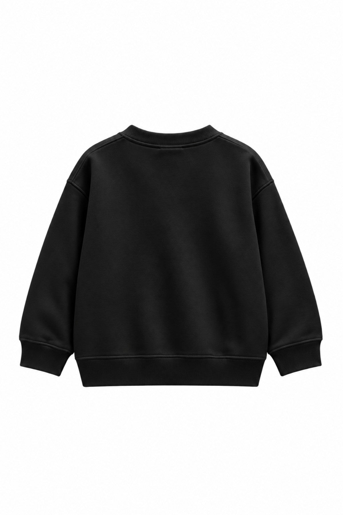 Kız Çocuk Oversize Sweatshirt Basic Siyah – Bisiklet yaka, 3 iplik şardonlu polar