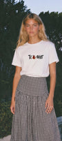 Kadın Oversize Tişört Tea-Shirt Baskılı Beyaz – Bisiklet Yaka, Rahat Kalıp, %100 Pamuk