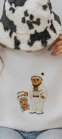 Kadın Oversize Sweatshirt Quiet Club 3D Baskılı Beyaz – Bisiklet Yaka, 3 İplik Şardonlu Polar