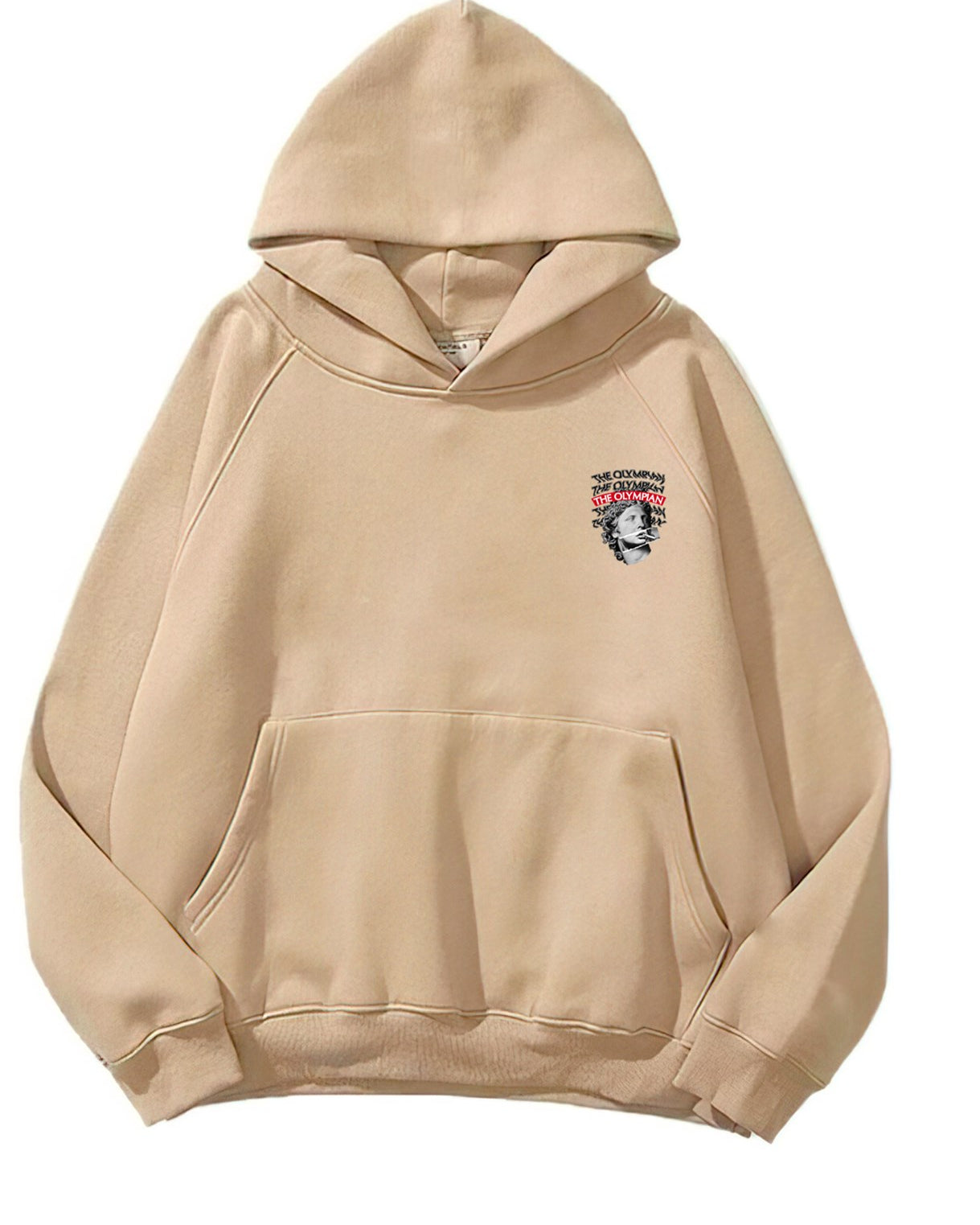 Kapüşonlu İçi Polar The Olympian Baskılı Bej Unisex Hoodie Sweatshirt