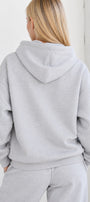 Kadın Oversize Hoodie Amore Baskılı Gri Melanj – Kapüşonlu, Kanguru Cepli, 3 İplik Şardonlu Polar