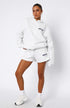 White Fox Gri Melanj Kadın Era 8 Lounge Essentials Yazılı Kapüşonlu Oversize Hoodie