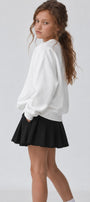 Kız Çocuk Oversize Sweatshirt Basic Beyaz – Bisiklet yaka, 3 iplik şardonlu polar