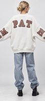 Kadın Oversize Sweatshirt Empathy 3D Baskılı Beyaz – Bisiklet Yaka, 3 İplik Şardonlu Polar