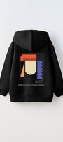 Kapüşonlu İçi Polar Updated Simplicity Baskılı Siyah Unisex Çocuk Hoodie Sweatshirt