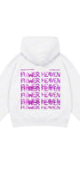 Kız Çocuk Oversize Hoodie Sweatshirt Flower Heaven Baskılı Beyaz – Kapüşonlu, Cepli, 3 İplik Polar  