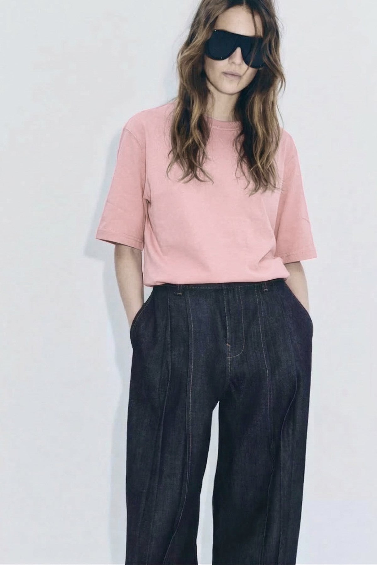 Kadın Oversize Basic Tişört Pembe – Bisiklet Yaka, Rahat Kalıp, Yazılık, %100 Pamuk