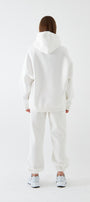 Oversize Unisex Sweatshirt Hoodie Beyaz – Kapüşonlu, 3 İplik Şardonlu Polar, Kanguru Cepli, Basic