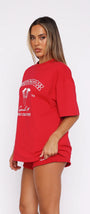 White Fox Kırmızı Kadın Capsule 09 Texas Usa Tour Yazılı Bisiklet Yaka T-Shirt