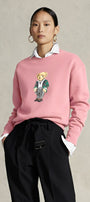 Kadın Oversize Sweatshirt Parisian Bear Baskılı Pembe – Bisiklet Yaka, 3 İplik Şardonlu 