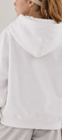 Kız Çocuk Oversize Hoodie Love Mount Baskılı Beyaz – Kapüşonlu, Cepli, 3 İplik Polar