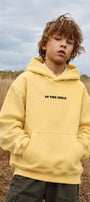 Erkek Çocuk Oversize Hoodie My Caddy Falls Baskılı Sarı – Kapüşonlu, Cepli, 3 İplik Polar
