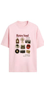 Kadın Oversize Tişört Retro Soul Vibe Baskılı Pembe – Bisiklet Yaka, Rahat Kalıp, %100 Pamuk