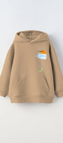 Kapüşonlu İçi Polar Shape Your Own Reality Baskılı Bej Unisex Çocuk Hoodie Sweatshirt