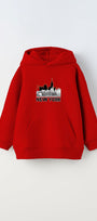 Kapüşonlu İçi Polar New York Yazı Baskılı Kırmızı Unisex Çocuk Hoodie Sweatshirt