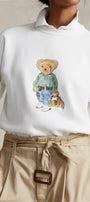 Kadın Oversize Sweatshirt Weekend Bear Baskılı Beyaz – Bisiklet Yaka, 3 İplik Şardonlu