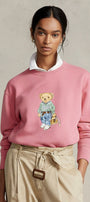 Kadın Oversize Sweatshirt Weekend Bear Baskılı Pembe – Bisiklet Yaka, 3 İplik Şardonlu