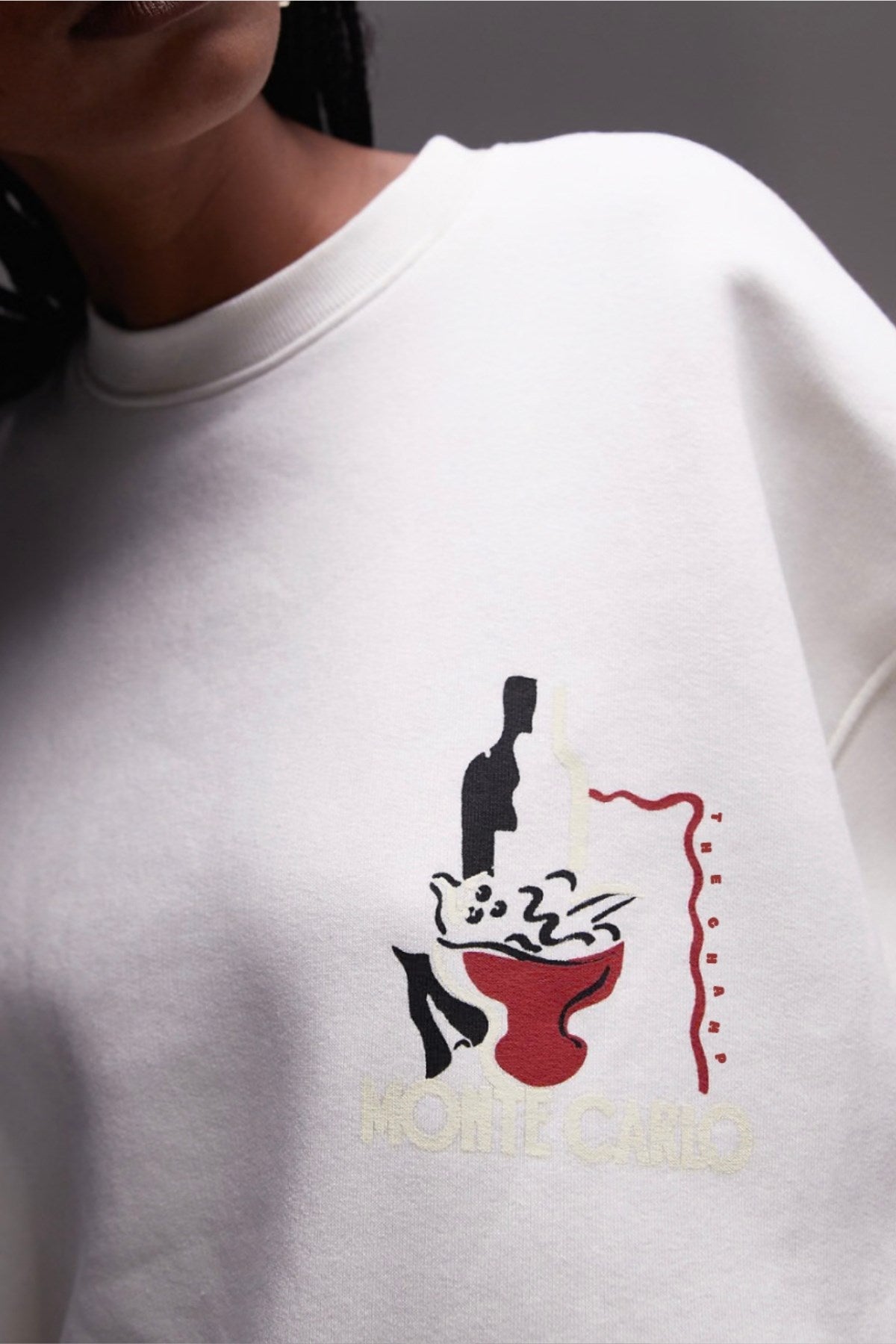 Unisex Beyaz Bisiklet Yaka Sweatshirt – Art Project Sanatsal Baskılı 3 İplik Şardonlu Oversize