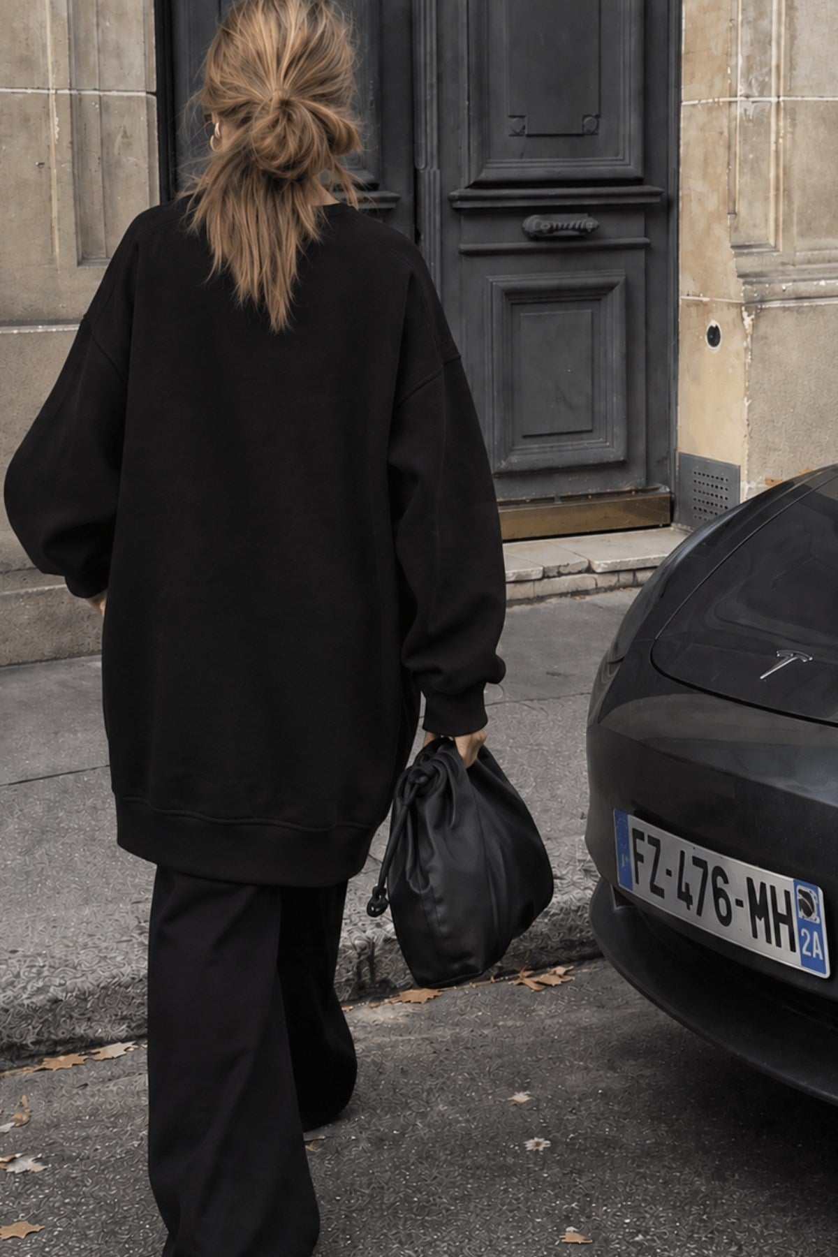 Kadın Oversize Sweatshirt Elbise Perfect Man Baskılı Siyah – Bisiklet Yaka, 3 İplik Şardonlu Polar