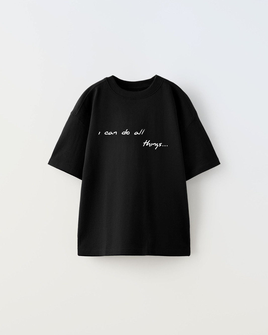 I Can Do All Thıngs Yazılı Futbol Tasarım Baskılı Siyah Çocuk T-shirt