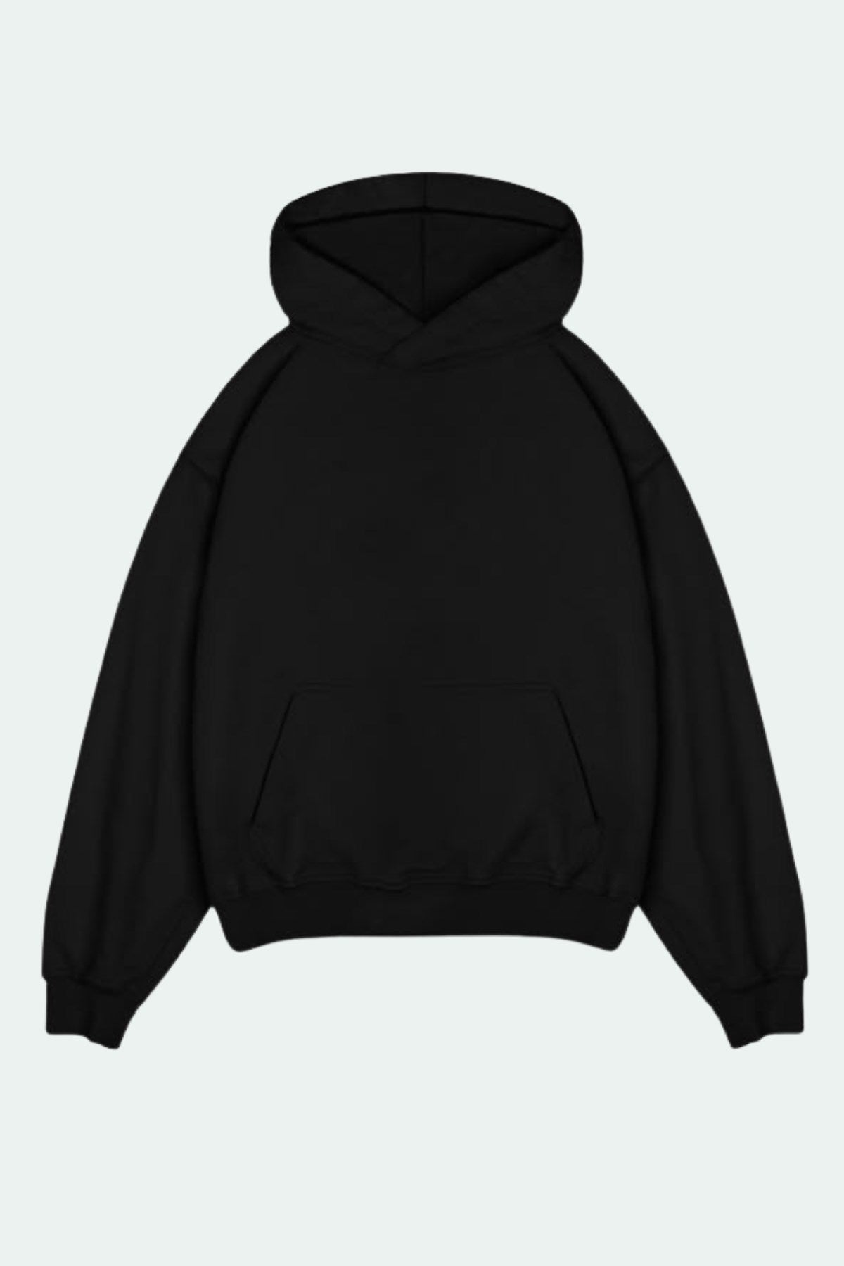 Erkek Oversize Sweatshirt Hoodie Ring Spirit Black Siyah – Kapüşonlu, 3 İplik Polar, Kanguru Cepli
