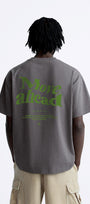 Bisiklet Yaka Move Ahead Yazılı Kordinat Baskılı Oversize Füme Erkek T-shirt