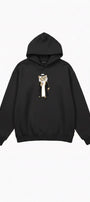 Kadın Oversize Sweatshirt Hoodie Qatari Bear Black Siyah – Kapüşonlu, 3 İplik Polar, Kanguru Cepli