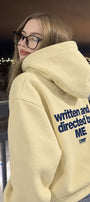 Kadın Oversize Hoodie Written & Directed Baskılı Sarı – Kapüşonlu, Sırt Baskılı, 3 İplik