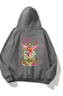 Kapüşonlu İçi Polar Pembe Nirvana Baskılı Füme Unisex Hoodie Sweatshirt