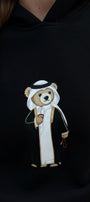 Kadın Oversize Sweatshirt Hoodie Qatari Bear Black Siyah – Kapüşonlu, 3 İplik Polar, Kanguru Cepli