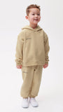 Bej Unisex Çocuk Kapüşonlu Nature Concept Baskılı Oversize Sweatshirt Hoodie