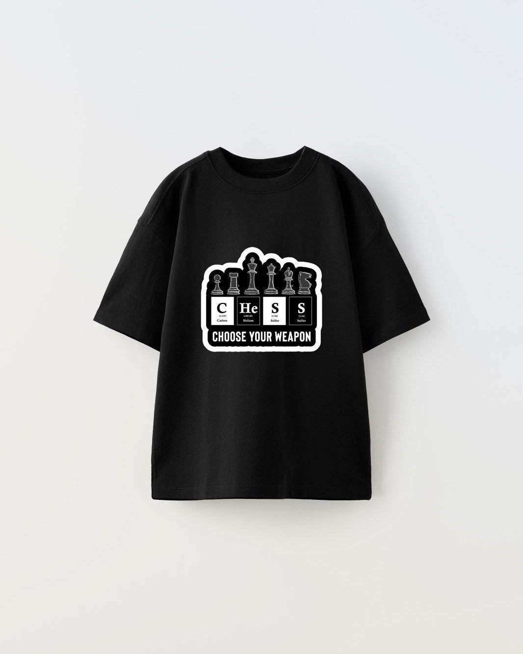 Choose Your Weapon Yazılı Satranç Tasarım Baskılı Siyah Çocuk T-Shirt