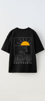 Sea Breeze Sunny Day California Yazılı Güneş Tasarım Baskılı Siyah Çocuk T-Shirt