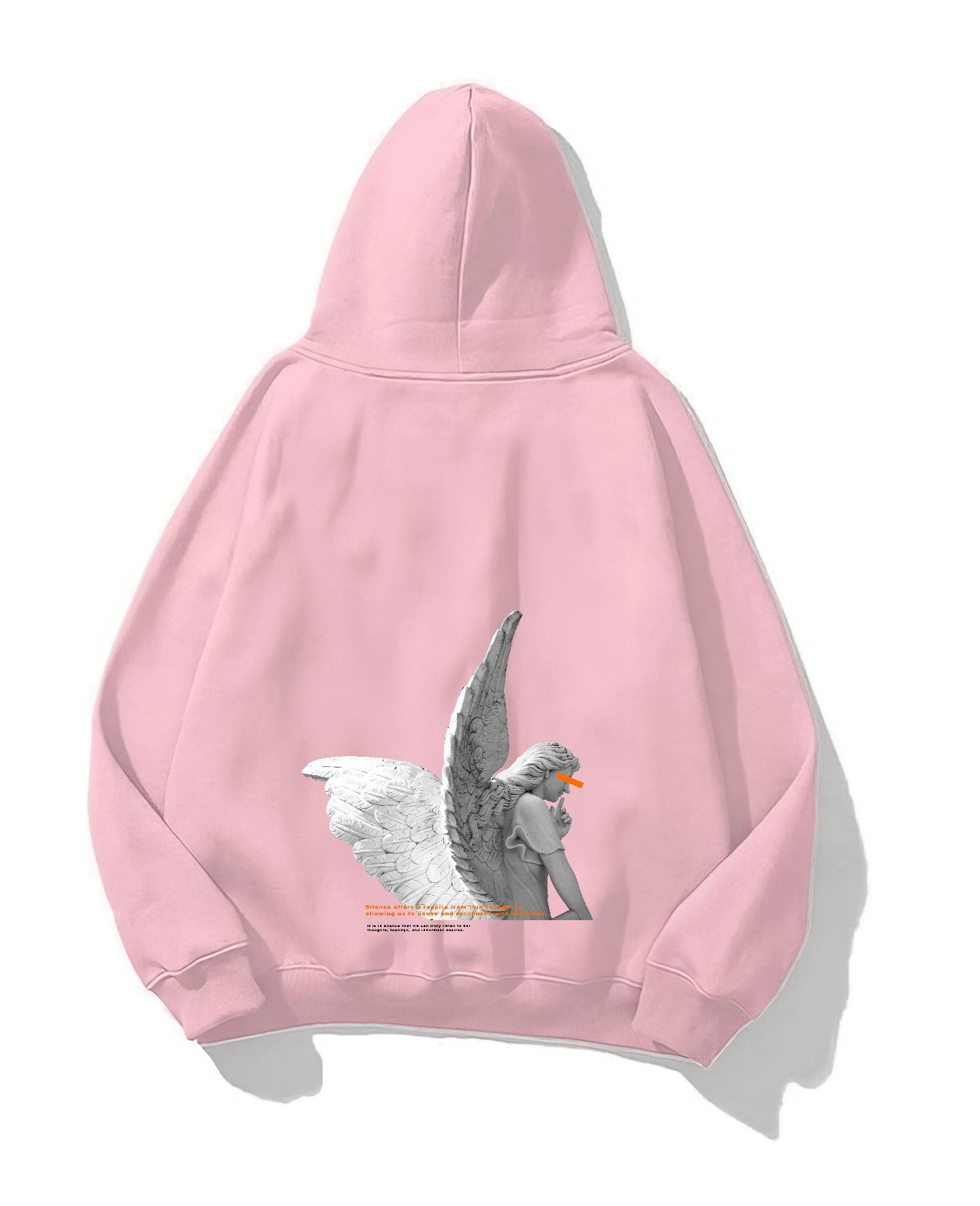 Kapüşonlu İçi Polar Art Work Heykel Baskılı Pembe Unisex Hoodie Sweatshirt