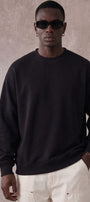 Erkek Oversize Sweatshirt Fantasy Back Baskılı Siyah – Bisiklet Yaka, 3 İplik Şardonlu Polar