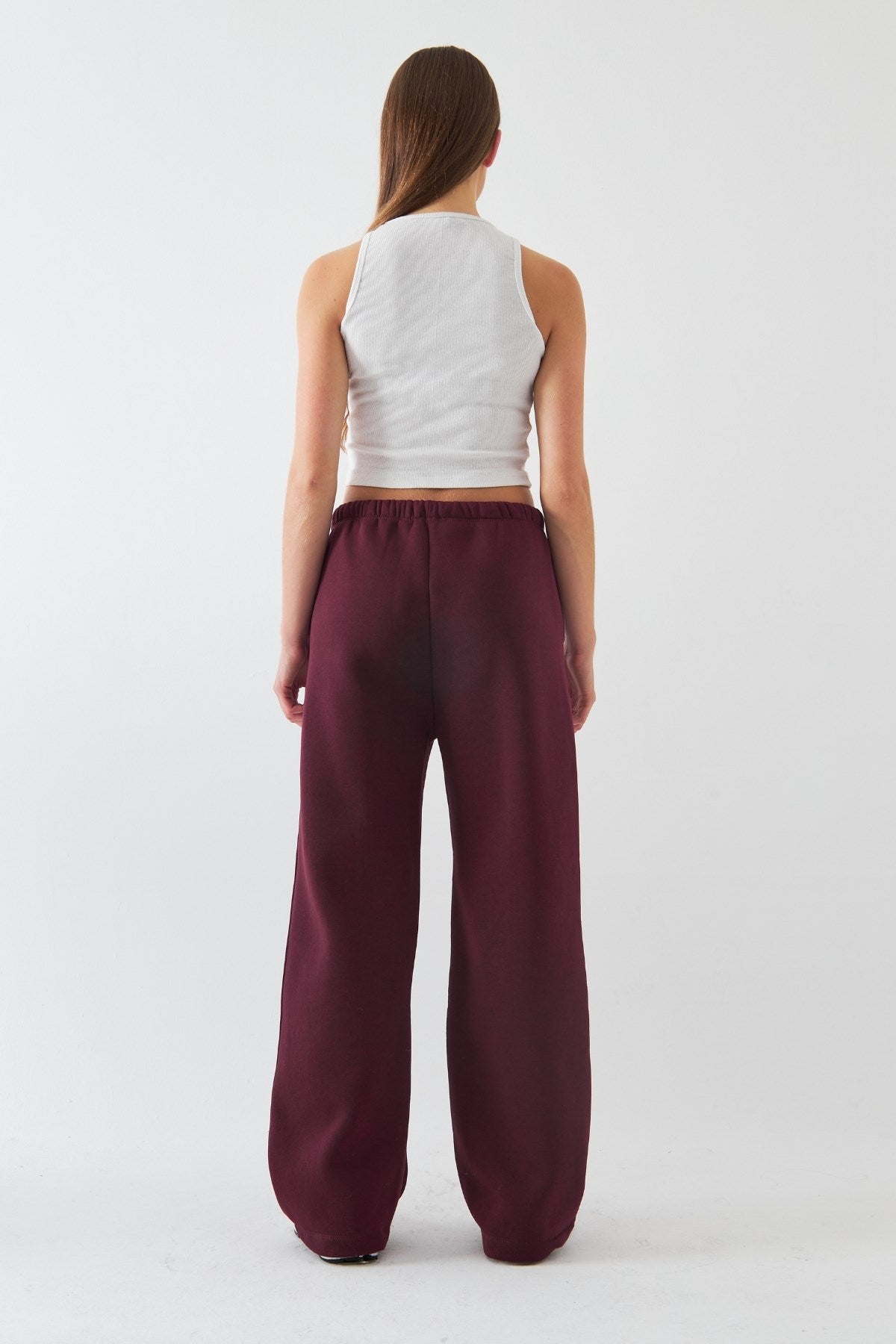 Oversize Unisex Eşofman Altı Bordo – 3 İplik Şardonlu, Bol Paça, Cepli, Modern Rahat Kesim