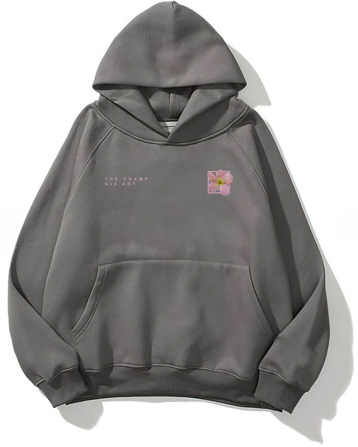 Kapüşonlu İçi Polar Flowers Baskılı Füme Unisex Hoodie Sweatshirt