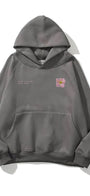 Kapüşonlu İçi Polar Flowers Baskılı Füme Unisex Hoodie Sweatshirt