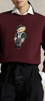 Kadın Oversize Sweatshirt Parisian Bear Baskılı Bordo – Bisiklet Yaka, 3 İplik Şardonlu 