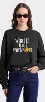 Kadın Oversize Sweatshirt What If  Baskılı Füme Konsept – Bisiklet Yaka, 3 İplik Şardonlu Polar