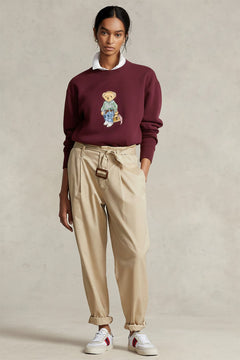 Kadın Oversize Sweatshirt Weekend Bear Baskılı Bordo – Bisiklet Yaka, 3 İplik Şardonlu