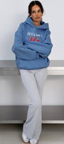Kadın Oversize Sweatshirt Hoodie Hot & Spicy Baskılı Marine – Kapüşonlu, 3 İplik Şardonlu Polar